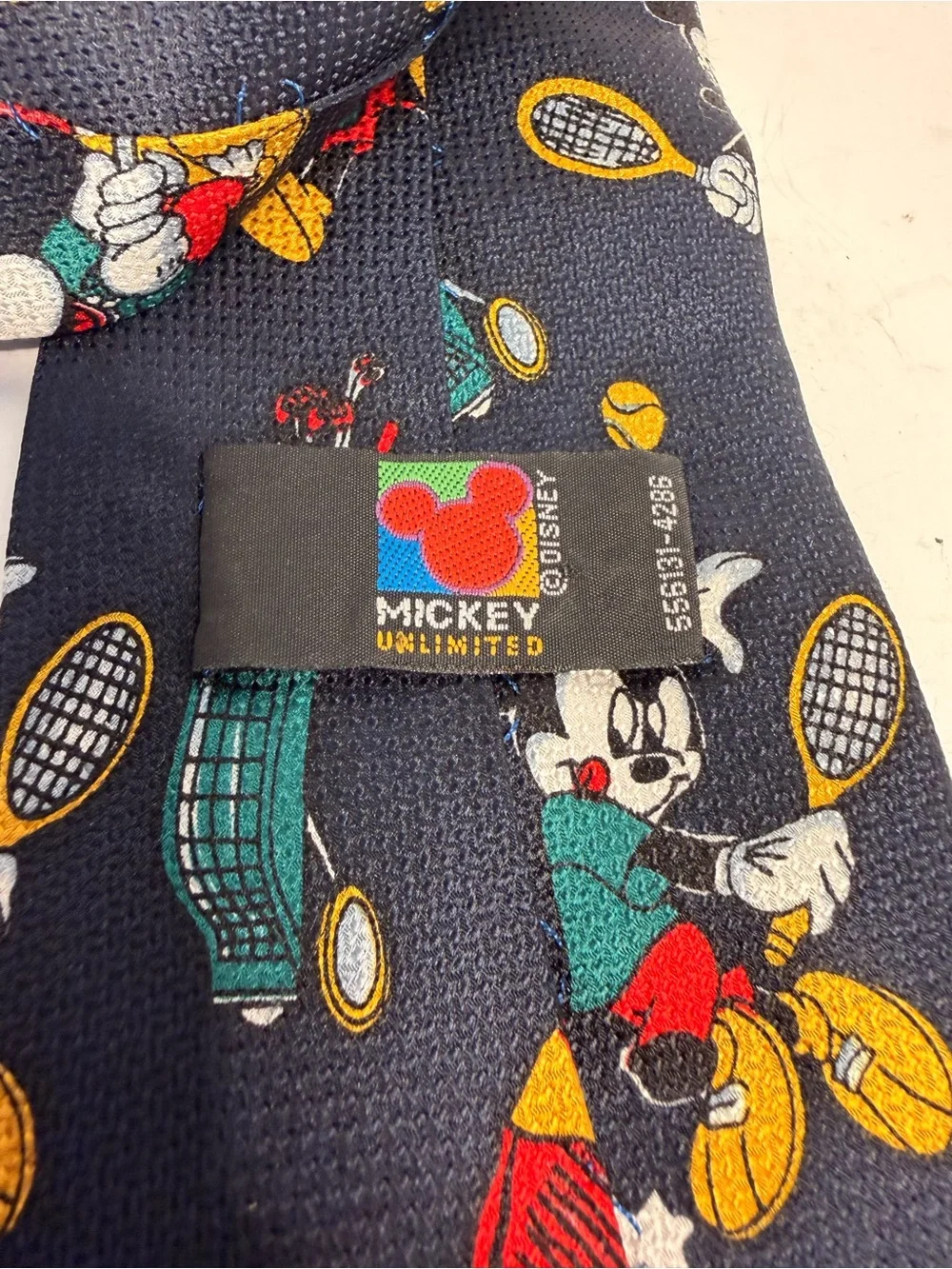 Mickey Unlimited Disney Silk Necktie Mickey Mouse Golf Baseball Tennis Sports